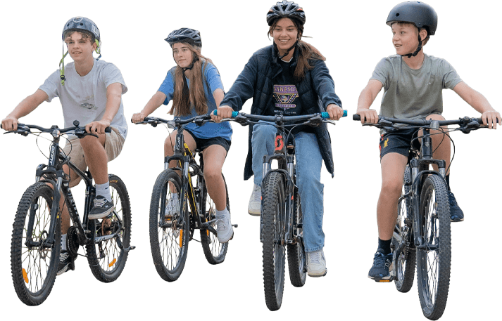 GGS boarding students riding bikes cut out